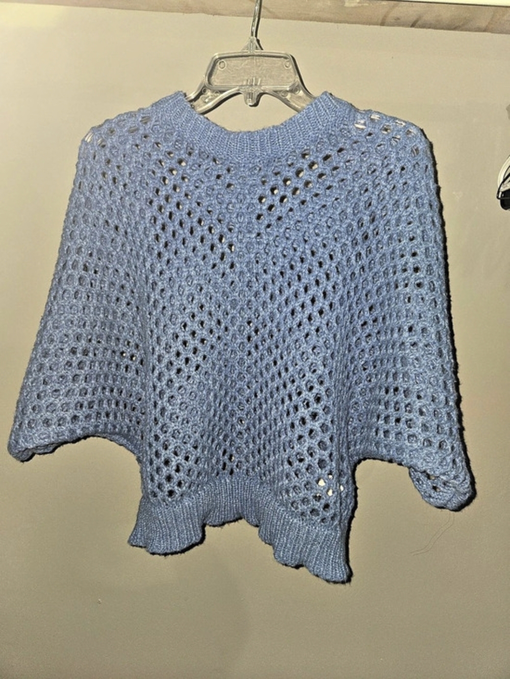 Open Knit Sweater in Blue Small Like New